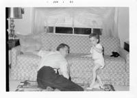 Dad and son and sofa